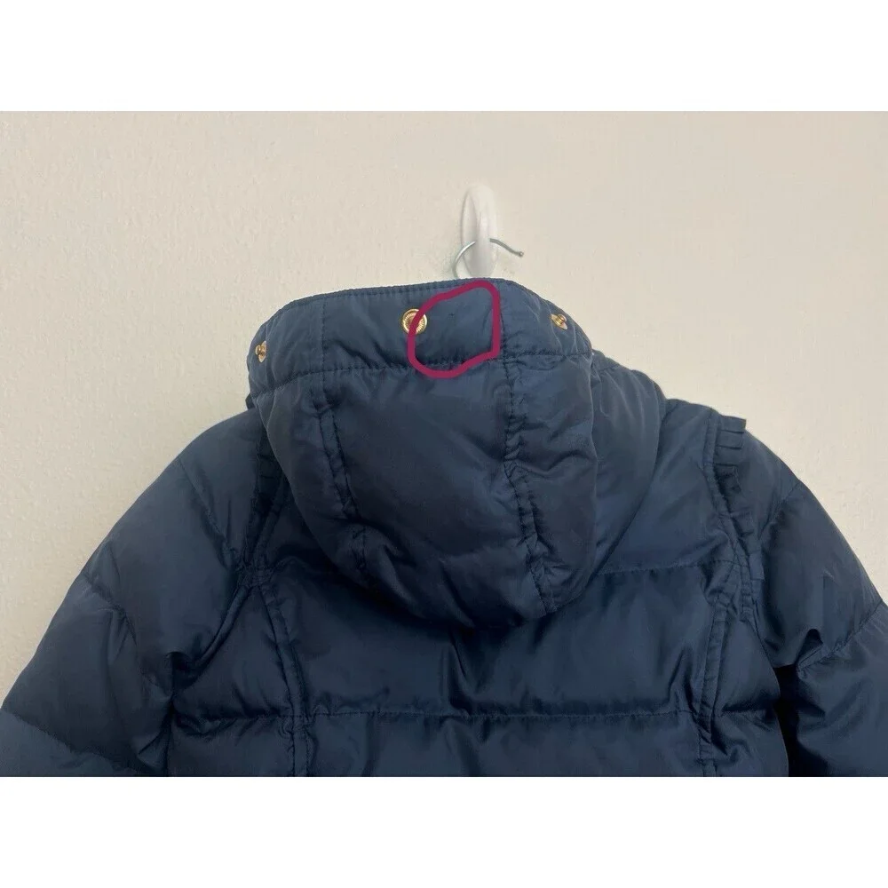 Y2K 90s Juicy Couture Puffer Jacket Navy Blue Hooded Bomber Streetwear Girls 10